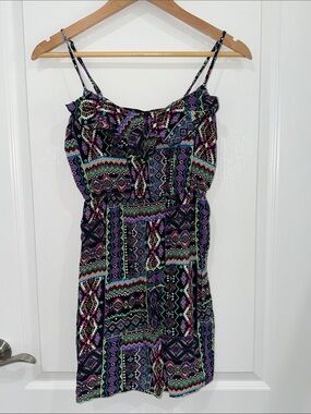 Rue 21 y2k Sleeveless Black Multi-Color Patterned Sundress neon size small
